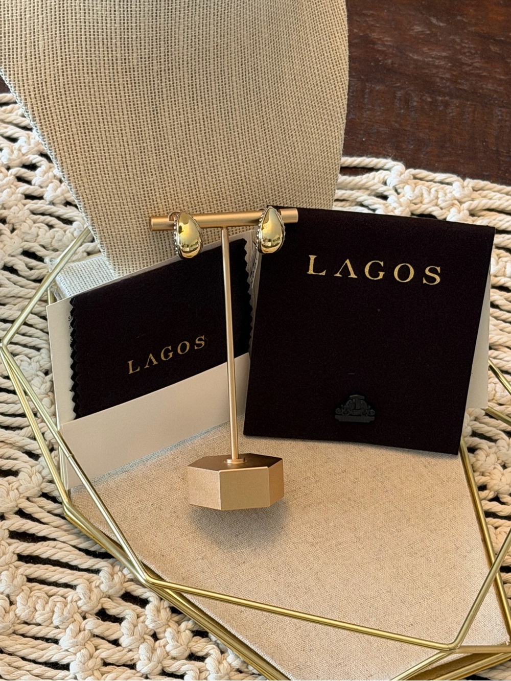 LAGOS 18k and Sterling Silver 20mm Omega Dome Earrings - New with Tags